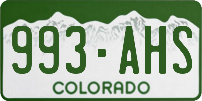 CO license plate 993AHS