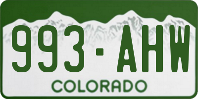 CO license plate 993AHW
