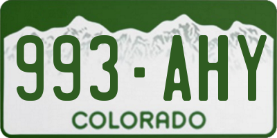 CO license plate 993AHY