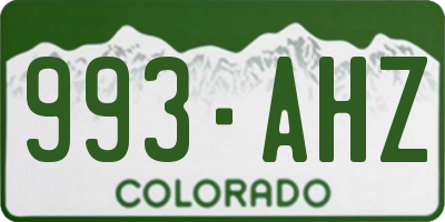 CO license plate 993AHZ