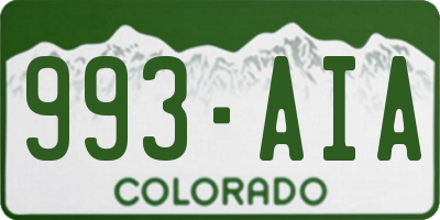 CO license plate 993AIA
