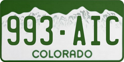 CO license plate 993AIC