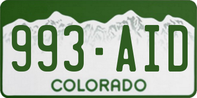 CO license plate 993AID