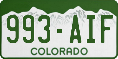 CO license plate 993AIF