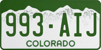CO license plate 993AIJ