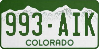 CO license plate 993AIK