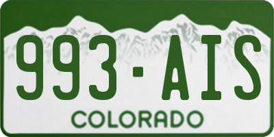 CO license plate 993AIS