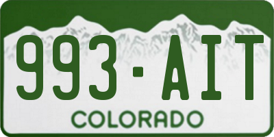 CO license plate 993AIT