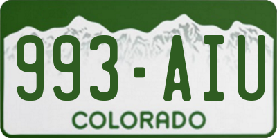 CO license plate 993AIU