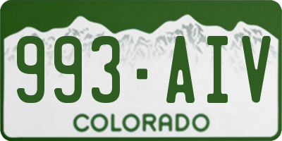 CO license plate 993AIV