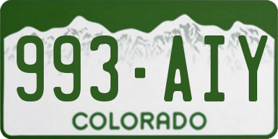 CO license plate 993AIY