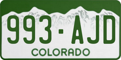CO license plate 993AJD
