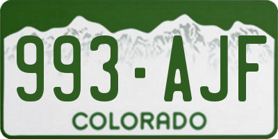 CO license plate 993AJF