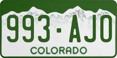CO license plate 993AJO