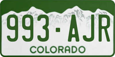 CO license plate 993AJR
