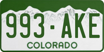 CO license plate 993AKE