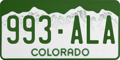 CO license plate 993ALA