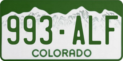 CO license plate 993ALF