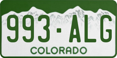 CO license plate 993ALG