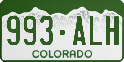 CO license plate 993ALH