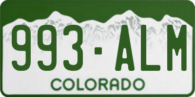 CO license plate 993ALM