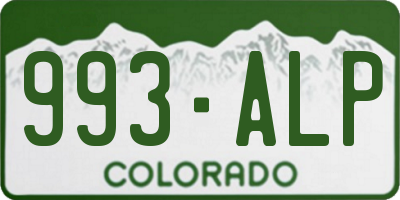 CO license plate 993ALP