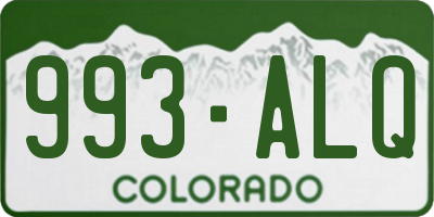 CO license plate 993ALQ