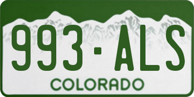 CO license plate 993ALS