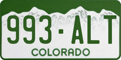 CO license plate 993ALT