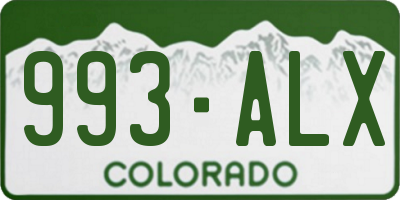 CO license plate 993ALX