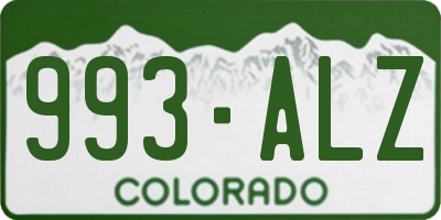 CO license plate 993ALZ