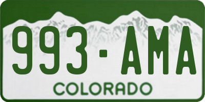 CO license plate 993AMA