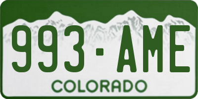 CO license plate 993AME