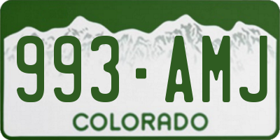 CO license plate 993AMJ