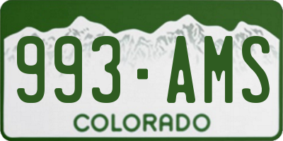 CO license plate 993AMS