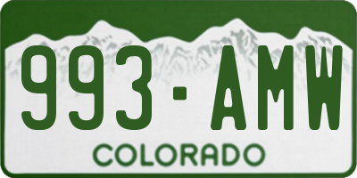 CO license plate 993AMW