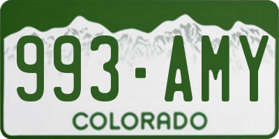 CO license plate 993AMY
