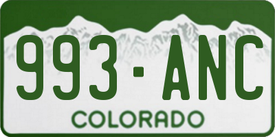 CO license plate 993ANC