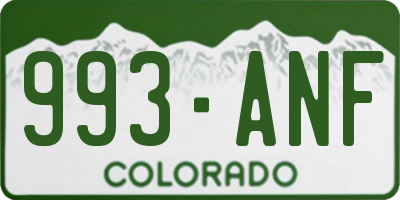 CO license plate 993ANF