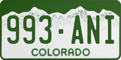 CO license plate 993ANI