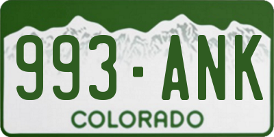 CO license plate 993ANK