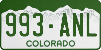 CO license plate 993ANL