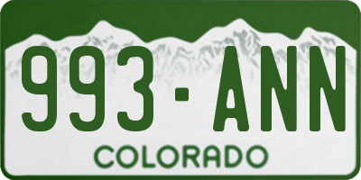 CO license plate 993ANN