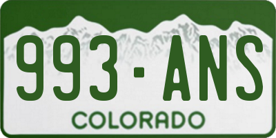 CO license plate 993ANS