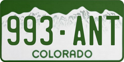 CO license plate 993ANT