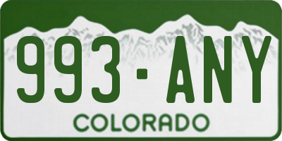 CO license plate 993ANY