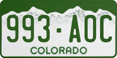 CO license plate 993AOC