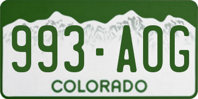 CO license plate 993AOG