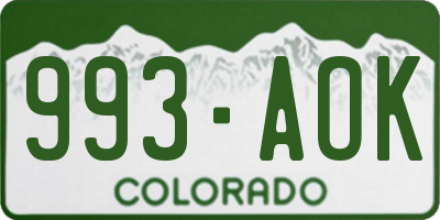 CO license plate 993AOK