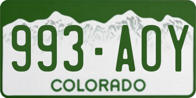 CO license plate 993AOY